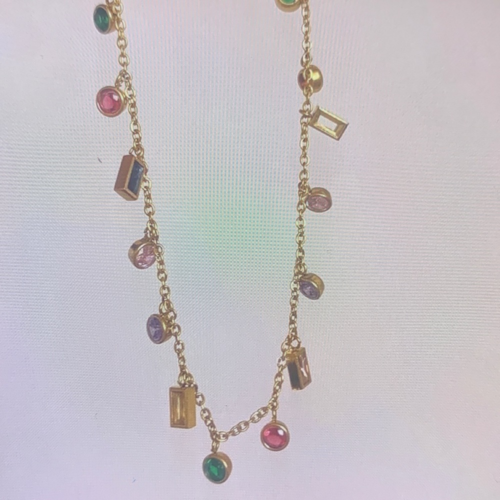 American Vintage Gold Necklace with Multicolor Charms - Picture 3 of 4